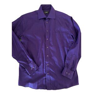 🌵4/$25 City Line Mens Sz Medium M Purple Button-Down Shirt Career Office Preppy